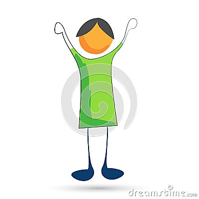 Girl boy child illustration vector happy unhappy poor cute baby hands up girl icon element Cartoon Illustration