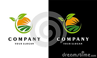 Vector graphic of farm logo sun creative logo agriculture logo leave creative Vector Illustration