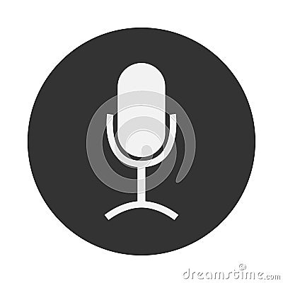 Abstract microphone podcast digital radio audio table broadcast record flat style studio microphone logo icon Stock Photo