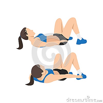 Woman doing Alternate heel touches. lying oblique Vector Illustration