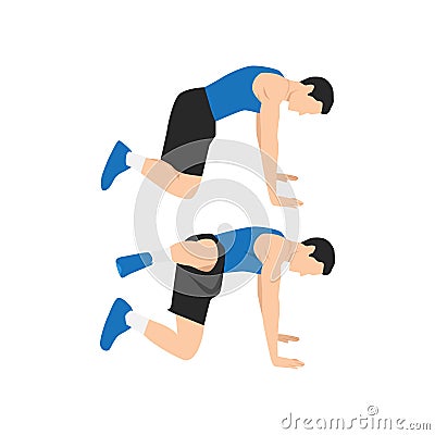 Man doing Fire hydrants. Abductor. adductor. knee raises exercise Vector Illustration