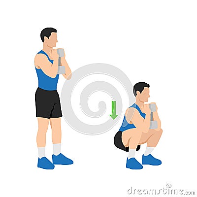 Woman doing Goblet squat exercise. Flat vector Vector Illustration