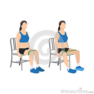 Woman doing Seated abduction exercise. Vector Illustration