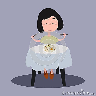 Daily Morning Life,having breakfast Vector Illustration