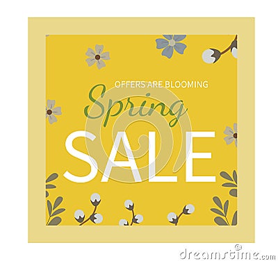 Flat spring sale background Free Vector. Vector Illustration