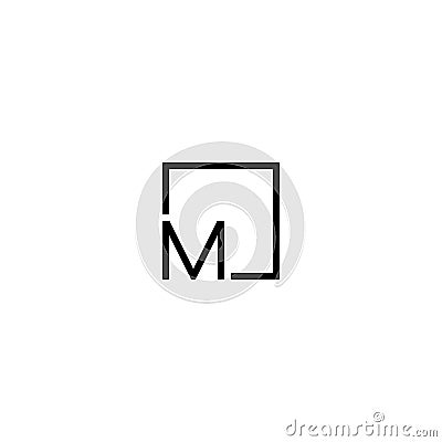 Logo, symbol or icon for a company or business with the shape of the letter M combined with a square with a monogram style, Vector Illustration