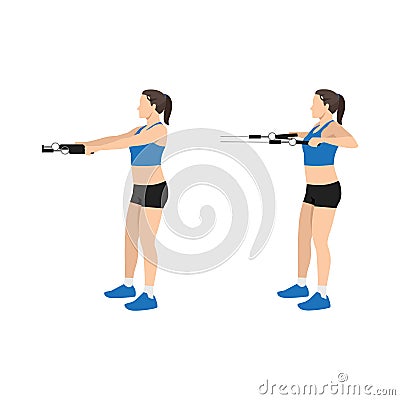 Woman doing Upper back farmers Resistance band exercise Vector Illustration
