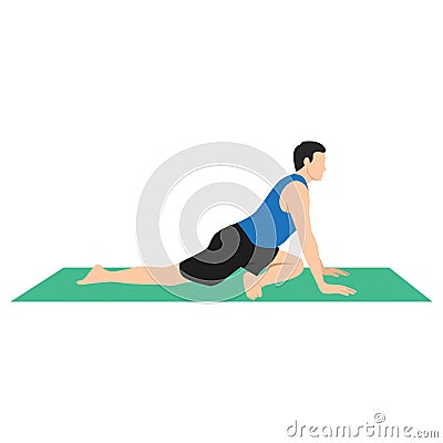 Yoga Man in Ardha Kapotasana or half pigeon pose. Vector Illustration