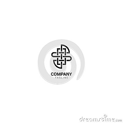 The woven monogram logo has the meaning of maintaining and strengthening collaboration in creativity. Vector Illustration