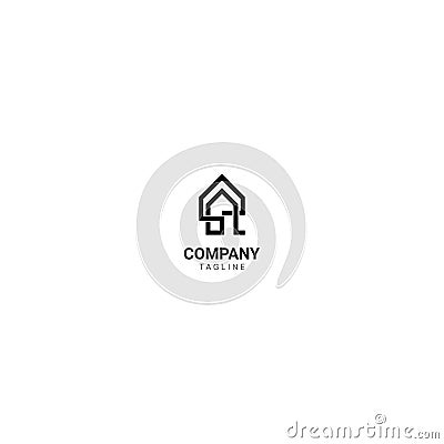 Monogram logo A house has the meaning of foundation is the first point in the building Vector Illustration