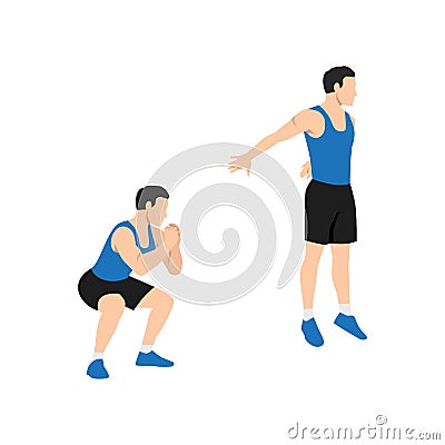 Man doing Explosive squat exercise. Flat vector Vector Illustration