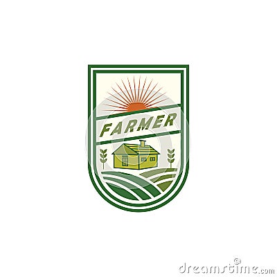 Badges Farmer Logo Design Vector Illustration