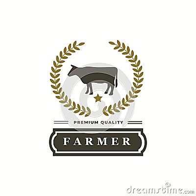 Badges Farmer Logo Design Vector Illustration