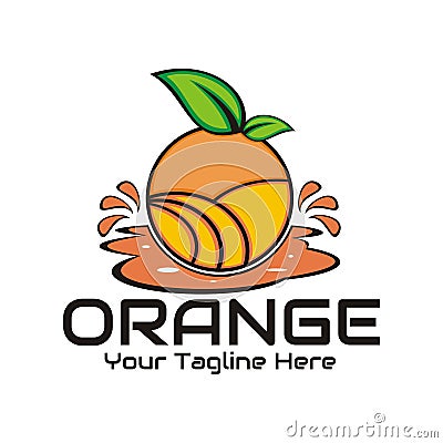 Illustration vector graphic of peeled orange fruit logo flowing water Vector Illustration