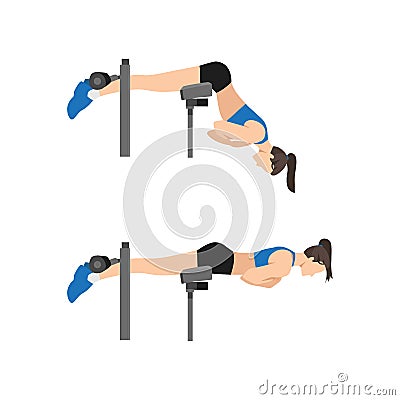 Woman doing Back extensions. Hyperextension Vector Illustration
