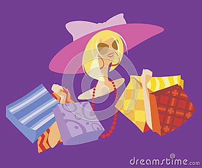 Shopping goddess with bags Stock Photo