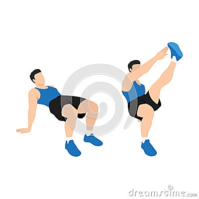 Man doing Crab toe touches exercise. Flat vector Vector Illustration