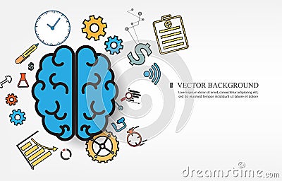 Vector brain icon IQ work idea vector white background Vector Illustration