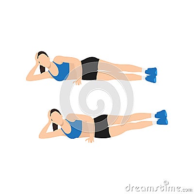 Woman doing Side leg lifts exercise. Flat vector Vector Illustration