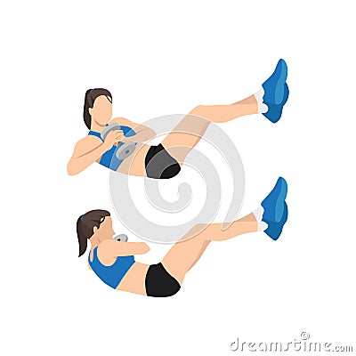 Woman doing Weighted Russian. Mason twists Vector Illustration