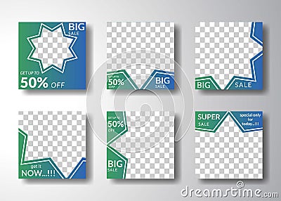 set of editable square banner templates. for social media posts, promotions, digital marketing. star shape Vector Illustration