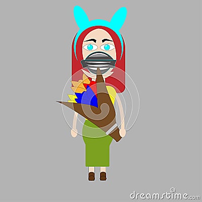 design of cute girl cartoons character Vector Illustration