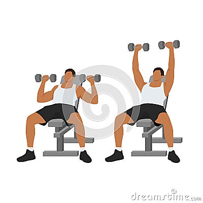 Man doing Incline Dumbbell bench press exercise. Vector Illustration