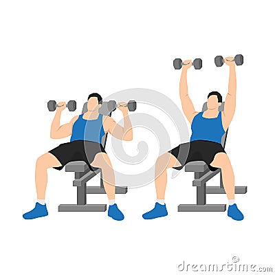 Man doing Incline Dumbbell bench press exercise. Vector Illustration