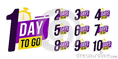 Countdown sign timer counter. Number Days to go badges for event coming vector Vector Illustration