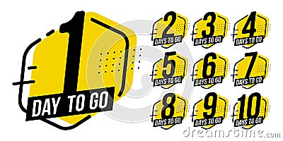 Countdown sign timer counter. Number Days to go badges for event coming vector Vector Illustration