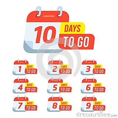 Countdown sign timer counter. Number Days to go badges for event coming vector Vector Illustration