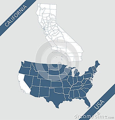 California county map Vector Illustration