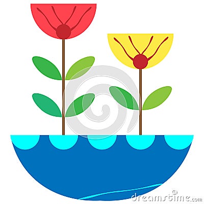 Vectors of Aesthetic Roses in Pots Vector Illustration
