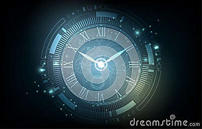 Vector futuristic technology cyber clock concept background Vector Illustration