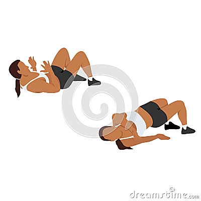 Woman doing Grappling reach back exercise. Cartoon Illustration