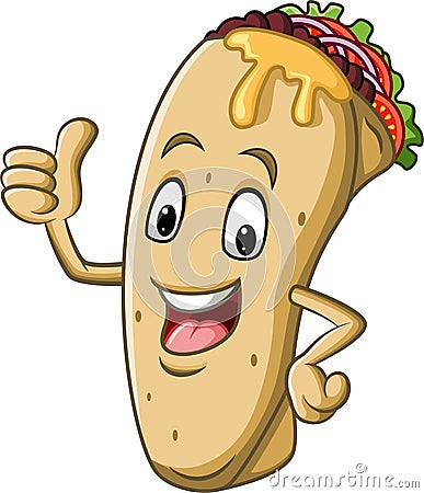 Cartoon burrito or kebab mascot design Vector Illustration