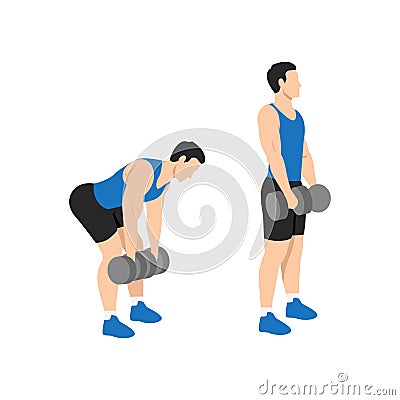 Man doing Dumbbell stiff leg deadlift exercise. Vector Illustration