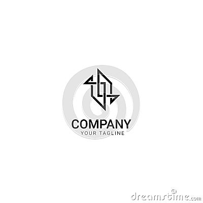 Monoline logo or square monogram representing a company or business i Vector Illustration