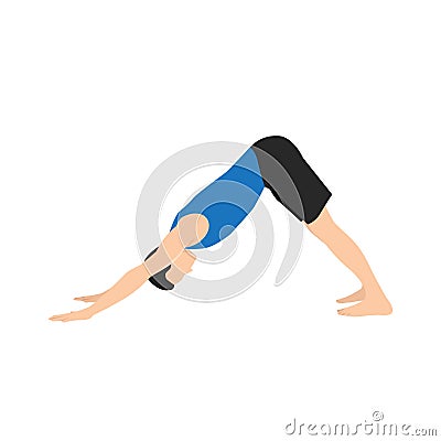 Man doing Adho mukha svanasana or downward facing dog yoga Cartoon Illustration