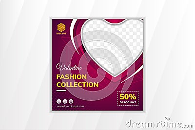 Valentine fashion collection social media template design Vector Illustration