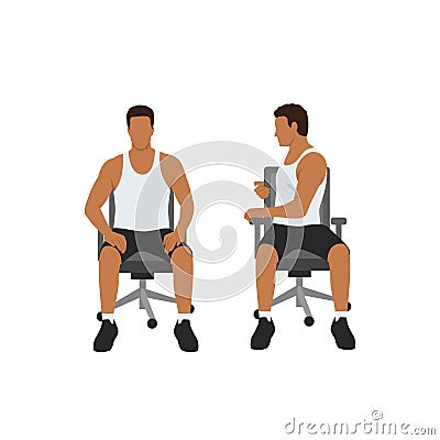 Man doing Chair spinal twist. ardha matsyendrasana exercise. Vector Illustration