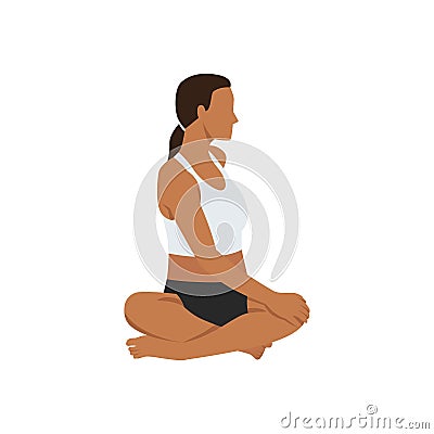Woman doing Thunderbolt Pose, Adamantine Pose, Diamond Pose. Vector Illustration