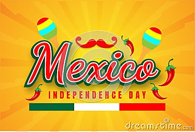 Mexican independence day poster design with chili ornament Vector Illustration