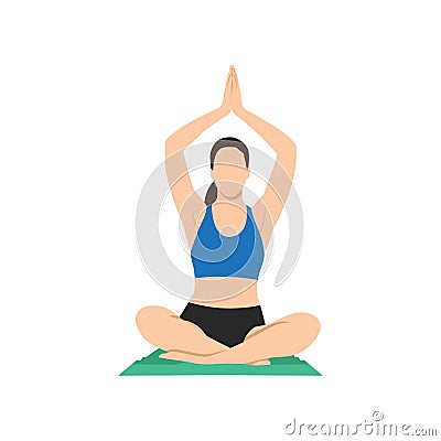 Woman doing Seated Mountain Pose in Auspicious Pose. Practice Vector Illustration