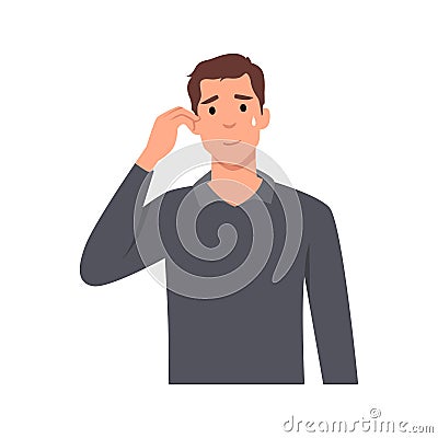 Young man Disappointed man with facepalm gesture, feeling shame Vector Illustration