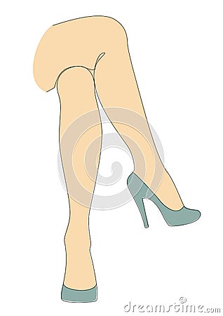 Silhouettes of female legs. Girl in high heels. Lady standing, suitable for sticker, logo. Well-groomed legs Vector illustration. Cartoon Illustration