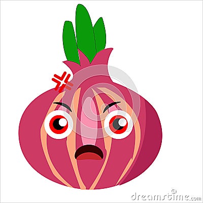 illustration red onion with adorable expression Vector Illustration