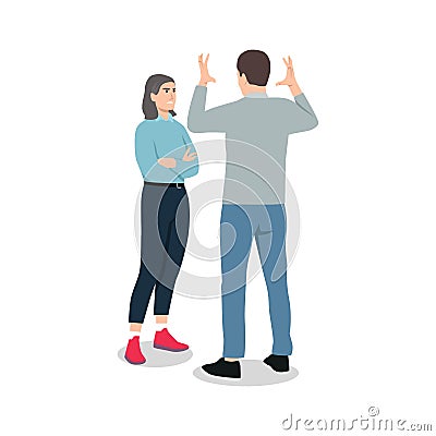 family, agressive emotions concept. Young couple man husband and woman Stock Photo