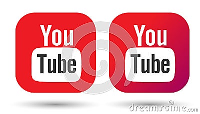 YouTube icons design. tv channel cartoon communication app logo Editorial Stock Photo