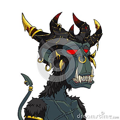 Devil mutant ape yacht club illustration from hell. Demon monkey vector art Vector Illustration